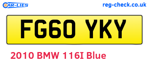 FG60YKY are the vehicle registration plates.
