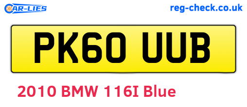 PK60UUB are the vehicle registration plates.