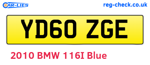 YD60ZGE are the vehicle registration plates.