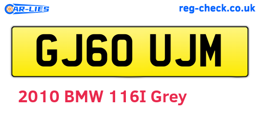 GJ60UJM are the vehicle registration plates.