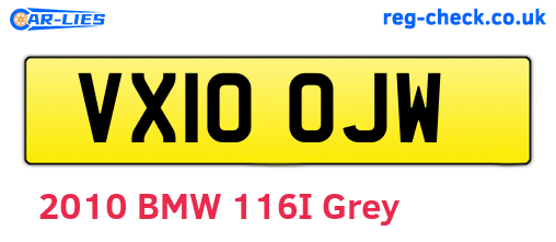 VX10OJW are the vehicle registration plates.