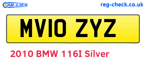 MV10ZYZ are the vehicle registration plates.