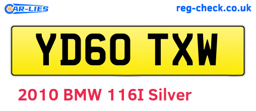 YD60TXW are the vehicle registration plates.