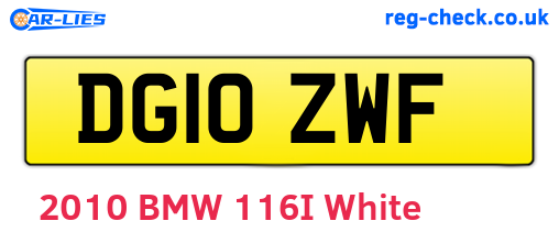 DG10ZWF are the vehicle registration plates.