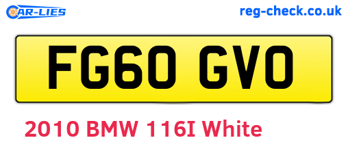 FG60GVO are the vehicle registration plates.
