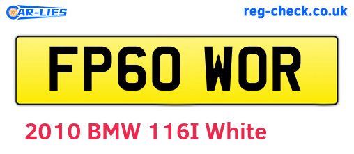 FP60WOR are the vehicle registration plates.