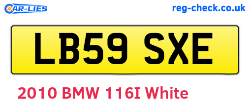 LB59SXE are the vehicle registration plates.