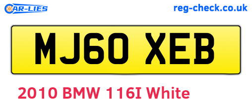 MJ60XEB are the vehicle registration plates.