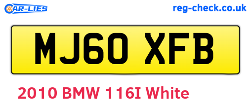 MJ60XFB are the vehicle registration plates.