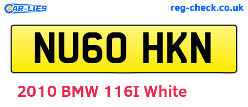 NU60HKN are the vehicle registration plates.