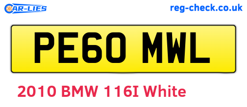 PE60MWL are the vehicle registration plates.