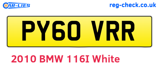 PY60VRR are the vehicle registration plates.