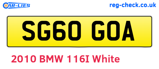 SG60GOA are the vehicle registration plates.
