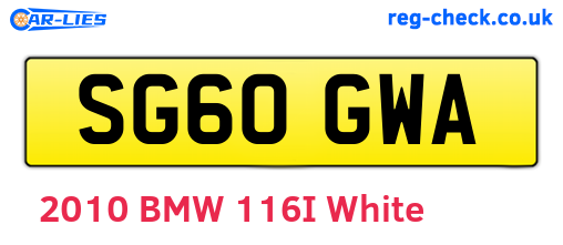 SG60GWA are the vehicle registration plates.