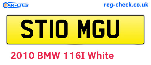 ST10MGU are the vehicle registration plates.