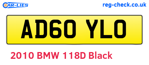 AD60YLO are the vehicle registration plates.