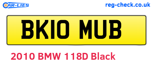 BK10MUB are the vehicle registration plates.