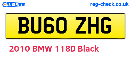 BU60ZHG are the vehicle registration plates.