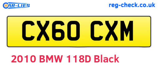 CX60CXM are the vehicle registration plates.