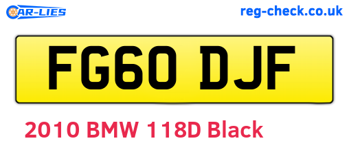 FG60DJF are the vehicle registration plates.