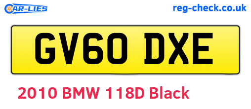 GV60DXE are the vehicle registration plates.