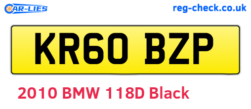 KR60BZP are the vehicle registration plates.