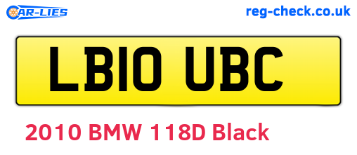 LB10UBC are the vehicle registration plates.