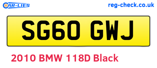 SG60GWJ are the vehicle registration plates.