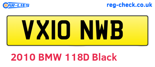 VX10NWB are the vehicle registration plates.