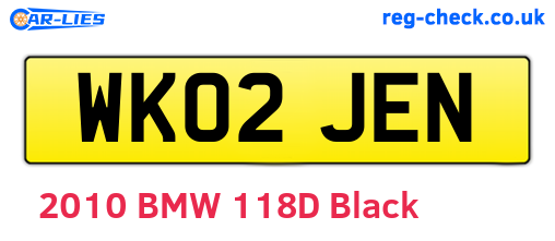 WK02JEN are the vehicle registration plates.