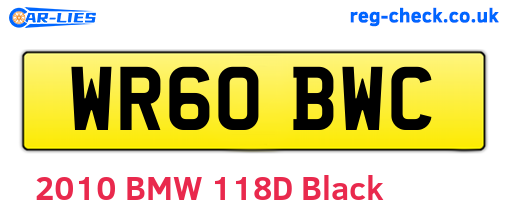 WR60BWC are the vehicle registration plates.