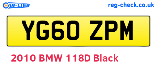 YG60ZPM are the vehicle registration plates.
