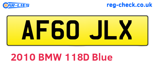 AF60JLX are the vehicle registration plates.