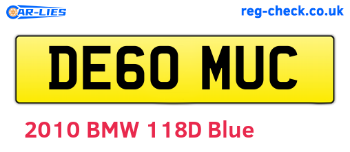 DE60MUC are the vehicle registration plates.