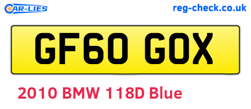 GF60GOX are the vehicle registration plates.