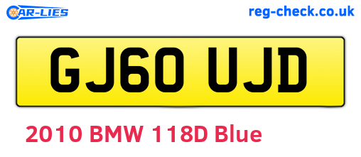 GJ60UJD are the vehicle registration plates.