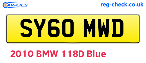 SY60MWD are the vehicle registration plates.