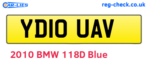 YD10UAV are the vehicle registration plates.