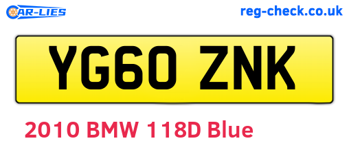 YG60ZNK are the vehicle registration plates.