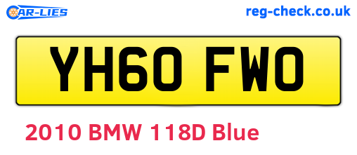 YH60FWO are the vehicle registration plates.
