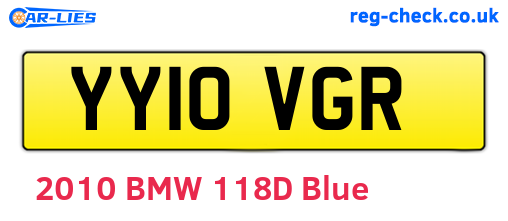 YY10VGR are the vehicle registration plates.