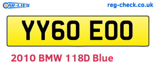YY60EOO are the vehicle registration plates.