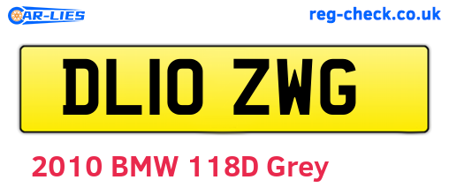 DL10ZWG are the vehicle registration plates.