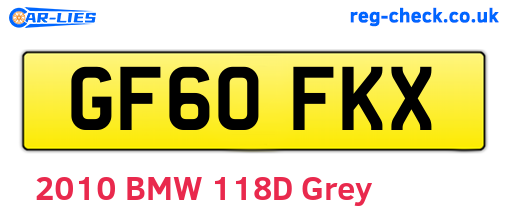 GF60FKX are the vehicle registration plates.