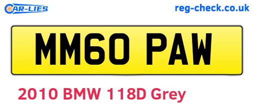 MM60PAW are the vehicle registration plates.