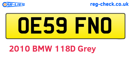 OE59FNO are the vehicle registration plates.