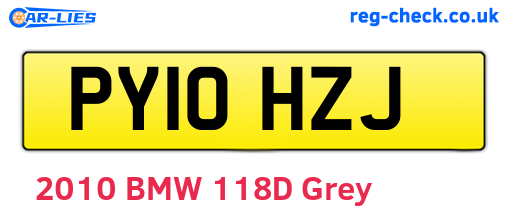 PY10HZJ are the vehicle registration plates.