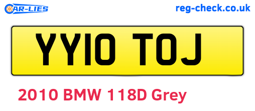 YY10TOJ are the vehicle registration plates.