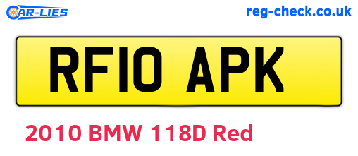 RF10APK are the vehicle registration plates.