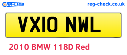 VX10NWL are the vehicle registration plates.